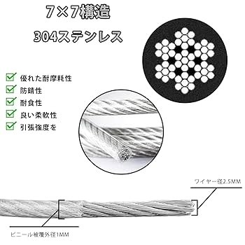 Amazon.co.jp: ワイヤー ステンレスワイヤー 径3.5mm 30m巻 構成